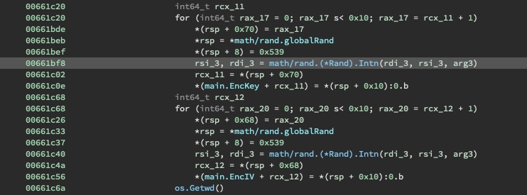 Excerpt of main.main showing the EncIV and EncKey being generated